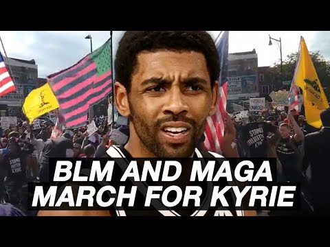 "Let Kyrie Play" chants from BLM and MAGA supporters outside Brooklyn Nets' Barclays 