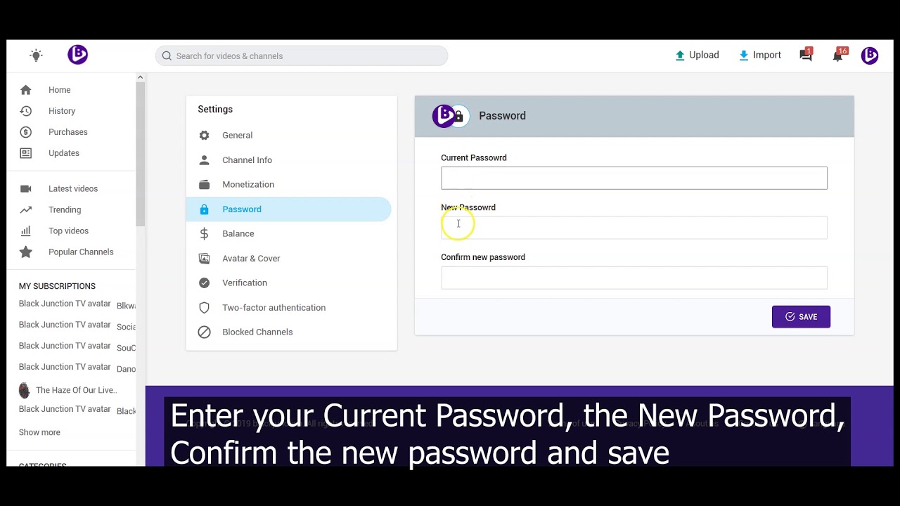 Changing your password :: BlackJunction.TV